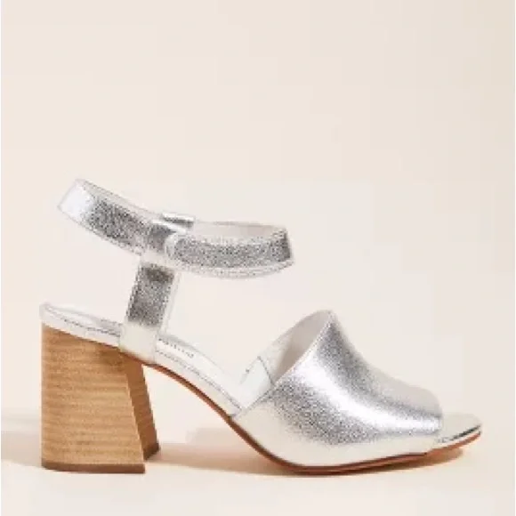 Jeffrey Campbell Metallic Block-Heeled Sandals size 6 , Velcro adjustable strap - Picture 5 of 14